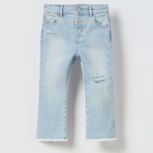 Zara‎ Flared Frayed Jeans Worn Look Blue SZ 4-5 NWT